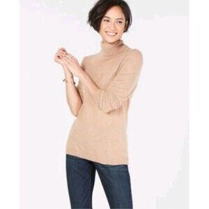 Charter Club Cashmere Luxury Camel Turtleneck Sweater Size Med
